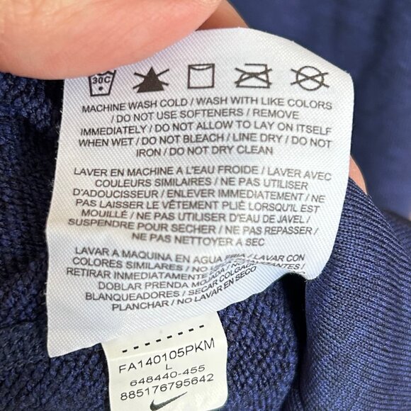 Nike Dri-Fit Navy Coral Funnel Neck Contrast Stitch Pullover Hoodie Womens Sz L - Picture 8 of 9